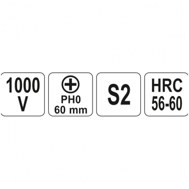 Izoliuotas atsuktuvas elektrikui 1000V PH0x60mm. 2 Izoliuotas atsuktuvas elektrikui 1000V PH0x60mm. 2