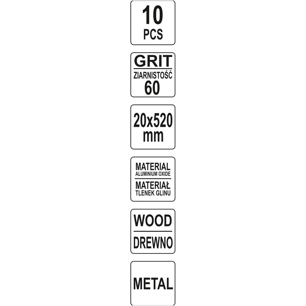 Juosta pneumatiniam šlifuokliui P60 20X520mm, 10 vnt. 3 Juosta pneumatiniam šlifuokliui P60 20X520mm, 10 vnt. 3