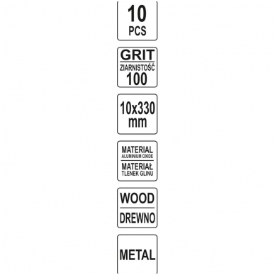 Juosta pneumatiniam šlifuokliui P100 10X330mm, 10 vnt. 3 Juosta pneumatiniam šlifuokliui P100 10X330mm, 10 vnt. 3