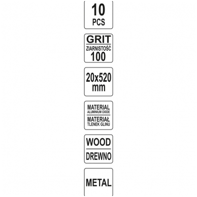 Juosta pneumatiniam šlifuokliui P100 20X520mm, 10vnt. 3 Juosta pneumatiniam šlifuokliui P100 20X520mm, 10vnt. 3