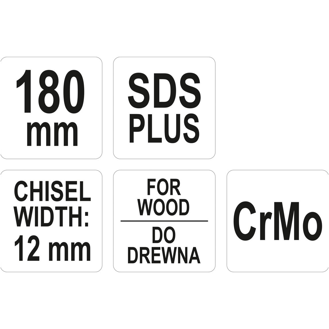 Kaltas medžiui plokščias SDS PLUS - 12 mm 1 Kaltas medžiui plokščias SDS PLUS - 12 mm 1