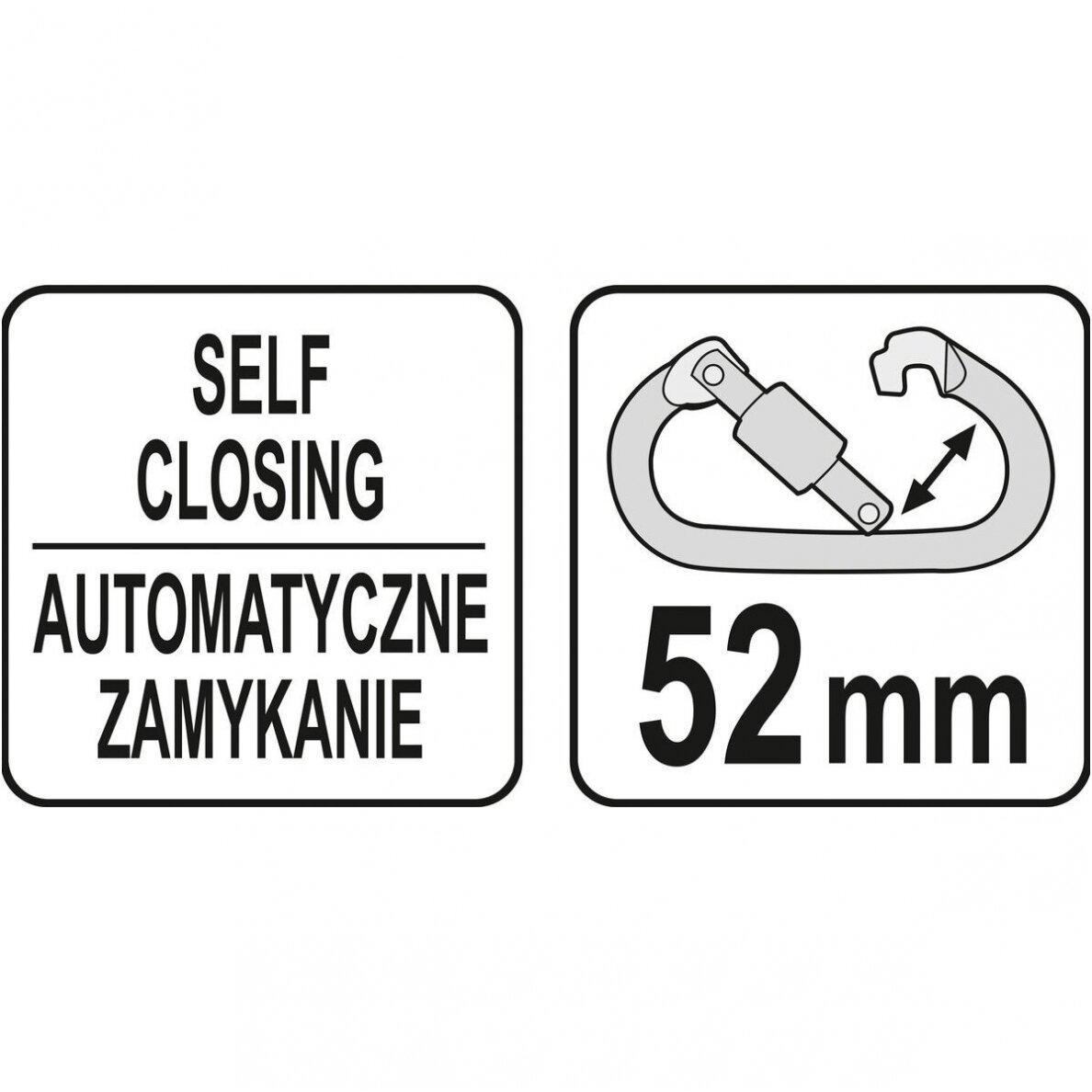 Karabinas fiksuojamas saugos diržams 52mm. ilgis 220mm. 1