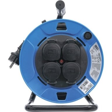 Kabelinė ritė 25m. 3 x 1,5mm²  4 lizdai su sandarinimo dangteliu IP 44  3500W