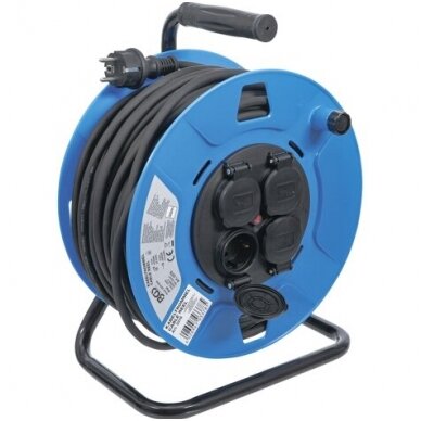Kabelinė ritė 50m. 3 x 1,5mm² 4 lizdai su sandarinimo dangteliu IP 44 3500 W 1