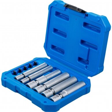 Kaitinimo ir uždegimo žvakių galvučių rinkinys šarnyrinės 6.3mm. (1/4") / 10mm. (3/8") 8 - 9 - 10 - 12 - 14 - 16mm. 11vnt. Kaitinimo ir uždegimo žvakių galvučių rinkinys šarnyrinės 6.3mm. (1/4") / 10mm. (3/8") 8 - 9 - 10 - 12 - 14 - 16mm. 11vnt.