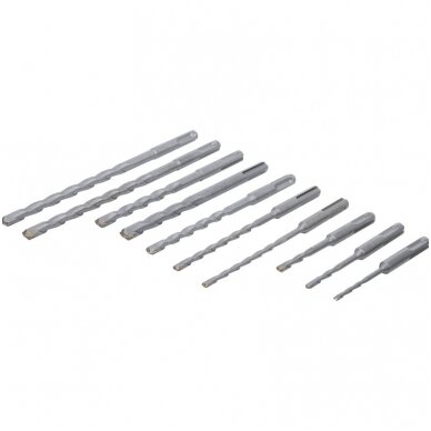 Kalamų grąžtų rinkinys SDS PLUS karbido antgalis 4 - 12mm. 56vnt. 2 Kalamų grąžtų rinkinys SDS PLUS karbido antgalis 4 - 12mm. 56vnt. 2