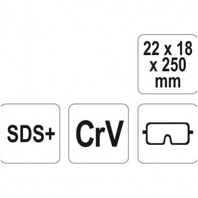 Kaltas SDS+ 22x18x250mm., CRV 1
