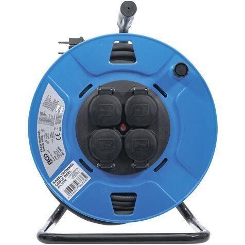 Kabelinė ritė 50m. 3 x 1,5mm² 4 lizdai su sandarinimo dangteliu IP 44 3500 W Kabelinė ritė 50m. 3 x 1,5mm² 4 lizdai su sandarinimo dangteliu IP 44 3500 W