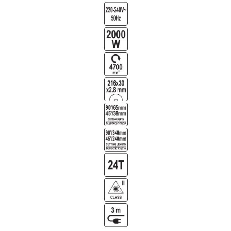 Kampinis skersinio pjovimo pjūklas su lazeriu 2000 W  Ø216 mm. dvipusis galvos posvyris 8
