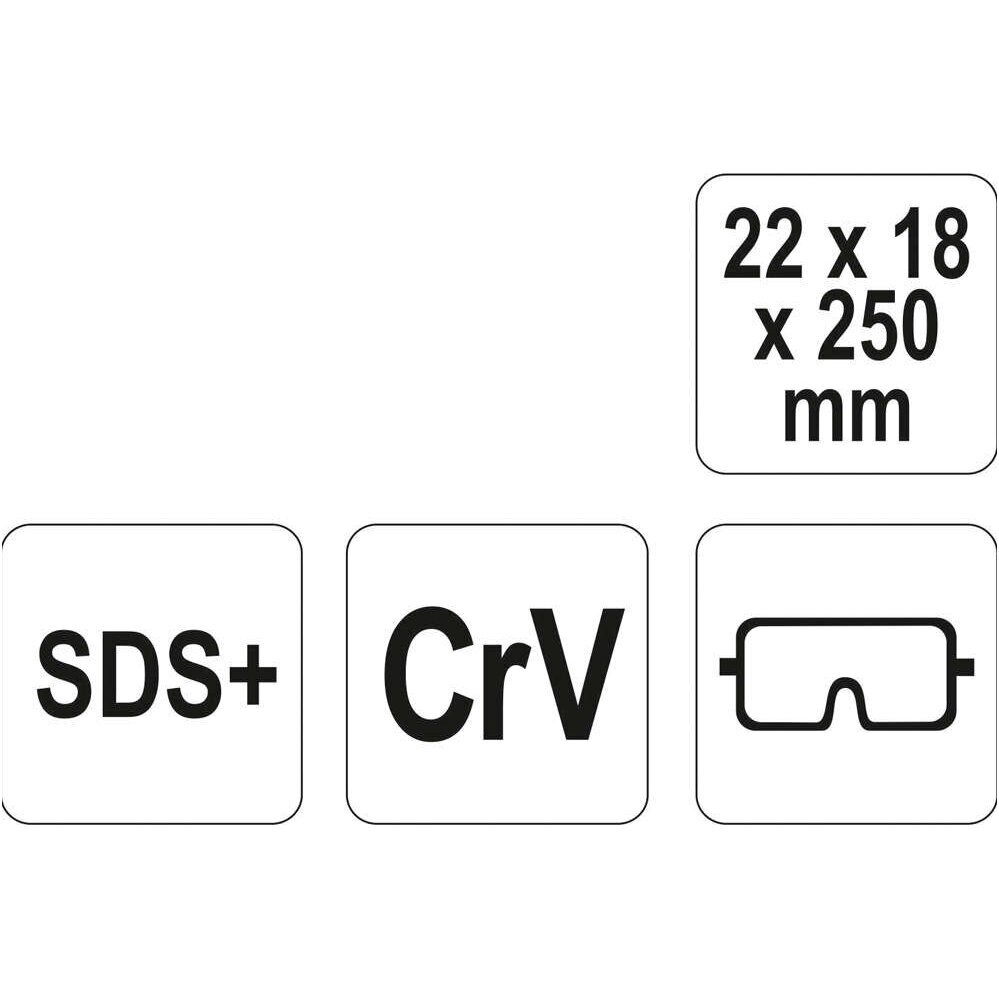 Kaltas SDS+ 22x18x250mm., CRV 1