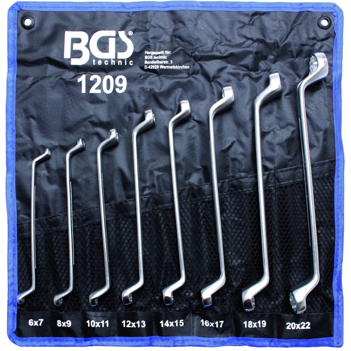 Kilpinių raktų rinkinys 8vnt. 6x7-20x22mm. CR-V Kilpinių raktų rinkinys 8vnt. 6x7-20x22mm. CR-V