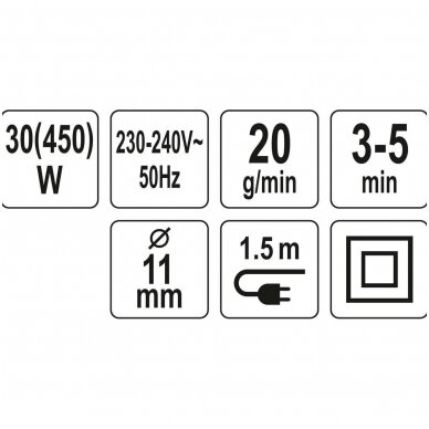 Klijų pistoletas 11mm. 450w 2 Klijų pistoletas 11mm. 450w 2