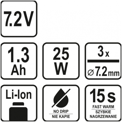 Klijų pistoletas akumuliatorinis 7,2V (15 SEK.) 3 Klijų pistoletas akumuliatorinis 7,2V (15 SEK.) 3