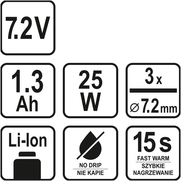 Klijų pistoletas akumuliatorinis 7,2V (15 SEK.) 3 Klijų pistoletas akumuliatorinis 7,2V (15 SEK.) 3