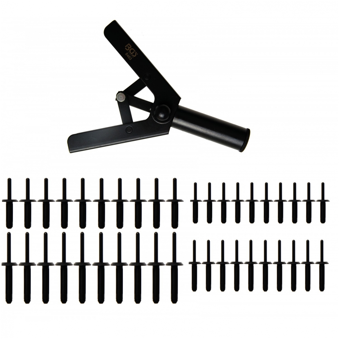 Kniediklis plastikinėms kniedėms su rinkiniu