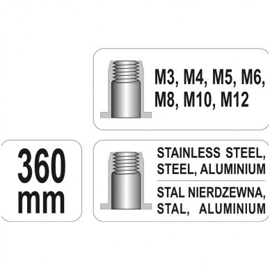 Kniediklis srieginėms kniedėms M3-M12 7 Kniediklis srieginėms kniedėms M3-M12 7
