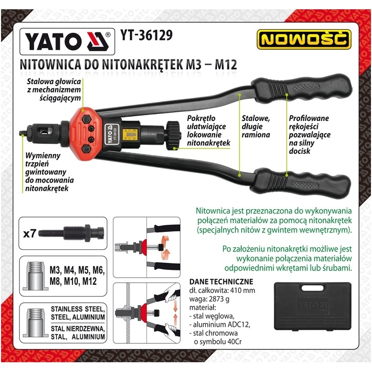 Kniediklis srieginėms kniedėms M3/M4/M5/M6/M8/M10/M12 1 Kniediklis srieginėms kniedėms M3/M4/M5/M6/M8/M10/M12 1