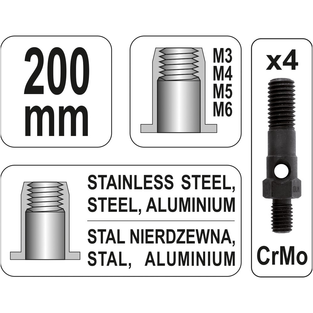 Kniediklis srieginėms kniedėms M3/M4/M5/M6 3 Kniediklis srieginėms kniedėms M3/M4/M5/M6 3
