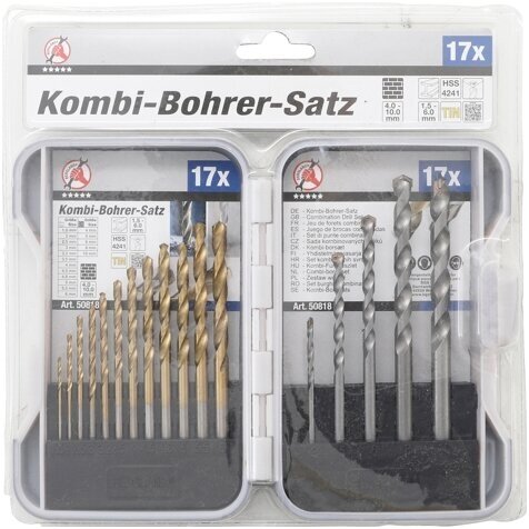 Kombinuotų grąžtų rinkinys 1,5-10mm. 17vnt. 2 Kombinuotų grąžtų rinkinys 1,5-10mm. 17vnt. 2