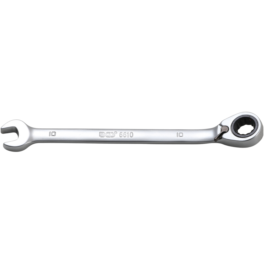 Kombinuotas raktas su terkšle - su reversu - 10mm. Kombinuotas raktas su terkšle - su reversu - 10mm.