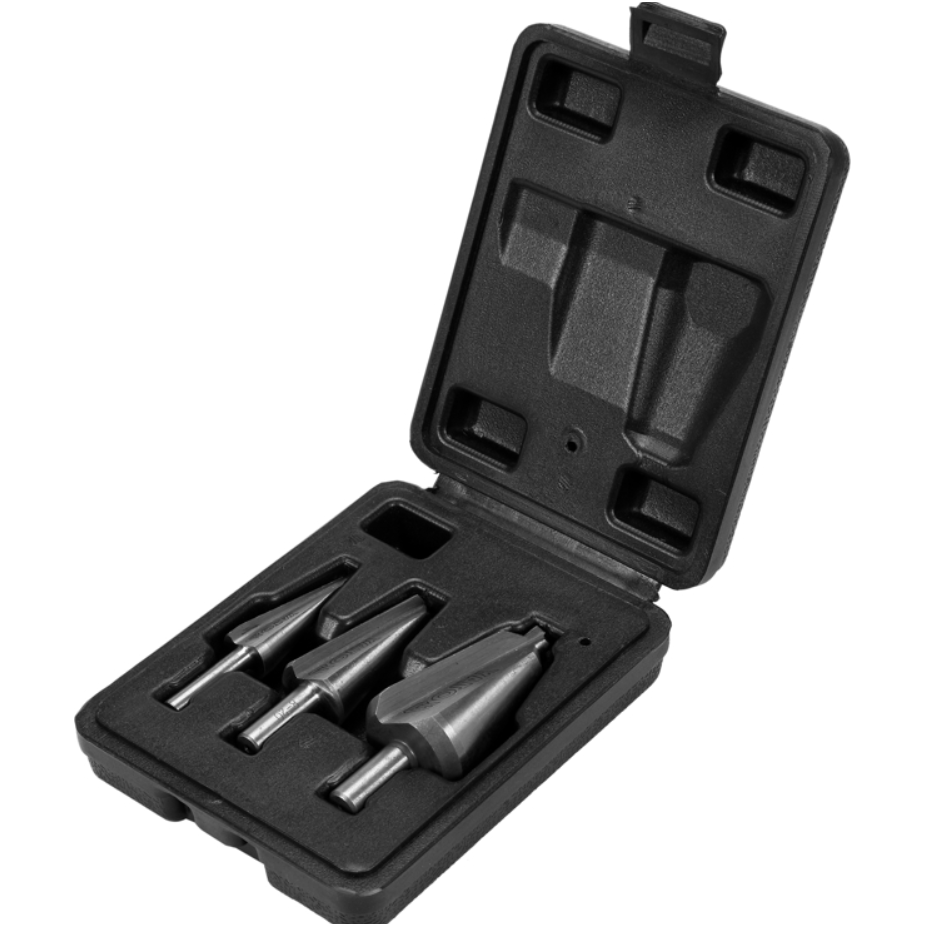 Konusinių frezų rinkinys HSS - 3vnt. 2 Konusinių frezų rinkinys HSS - 3vnt. 2