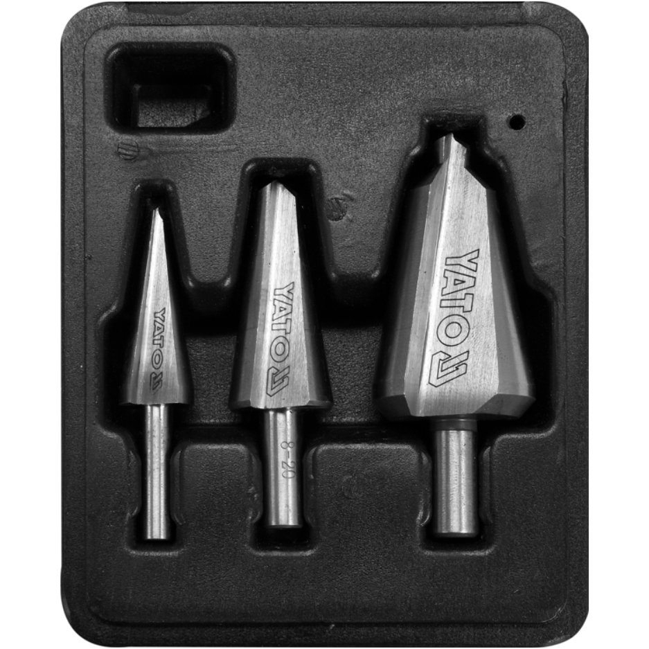 Konusinių frezų rinkinys HSS - 3vnt. 1 Konusinių frezų rinkinys HSS - 3vnt. 1