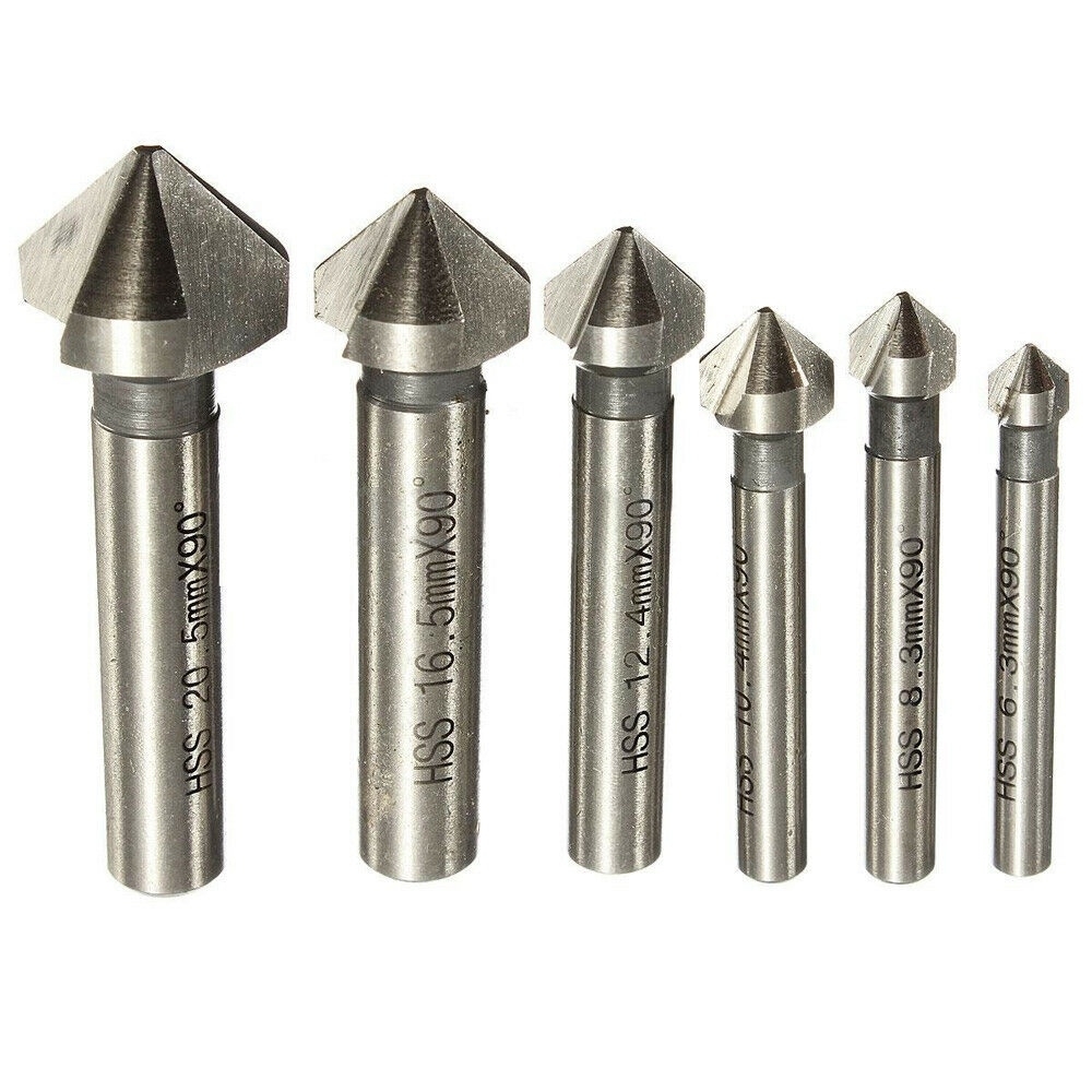 Kūginių grąžtų-frezų rinkinys - HSS - DIN 335 - 90° - 6vnt. 4 Kūginių grąžtų-frezų rinkinys - HSS - DIN 335 - 90° - 6vnt. 4