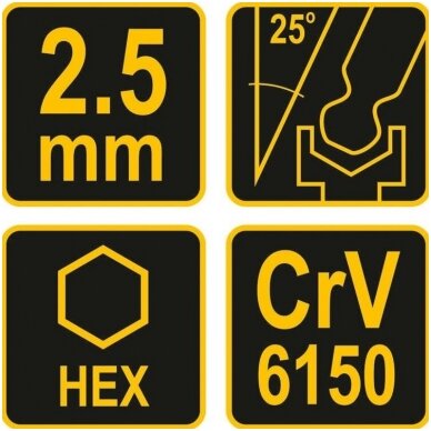 L tipo atsuktuvas HEX su rankena šarnyrinis 2.5mm. 2 L tipo atsuktuvas HEX su rankena šarnyrinis 2.5mm. 2
