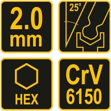 L tipo atsuktuvas HEX su rankena šarnyrinis 2mm. 2 L tipo atsuktuvas HEX su rankena šarnyrinis 2mm. 2
