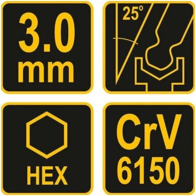 L tipo atsuktuvas HEX su rankena šarnyrinis 3mm. 2 L tipo atsuktuvas HEX su rankena šarnyrinis 3mm. 2