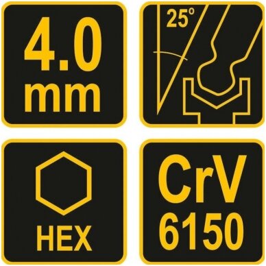 L tipo atsuktuvas HEX su rankena šarnyrinis 4mm. 2 L tipo atsuktuvas HEX su rankena šarnyrinis 4mm. 2