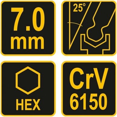 L tipo atsuktuvas HEX su rankena šarnyrinis 7mm. 2 L tipo atsuktuvas HEX su rankena šarnyrinis 7mm. 2