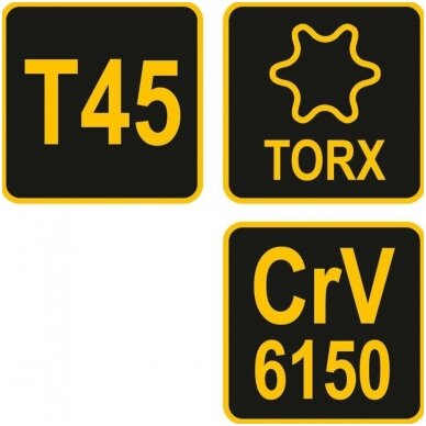 L tipo atsuktuvas su rankena T-Star (Torx) T45 2 L tipo atsuktuvas su rankena T-Star (Torx) T45 2