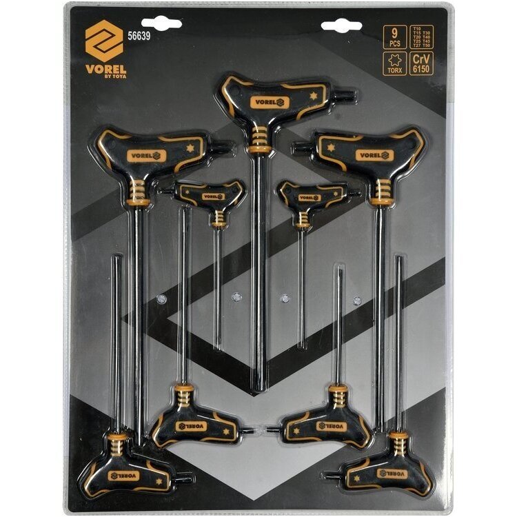 L tipo atsuktuvų su rankena rinkinys T-Star (Torx) 9vnt. 4 L tipo atsuktuvų su rankena rinkinys T-Star (Torx) 9vnt. 4