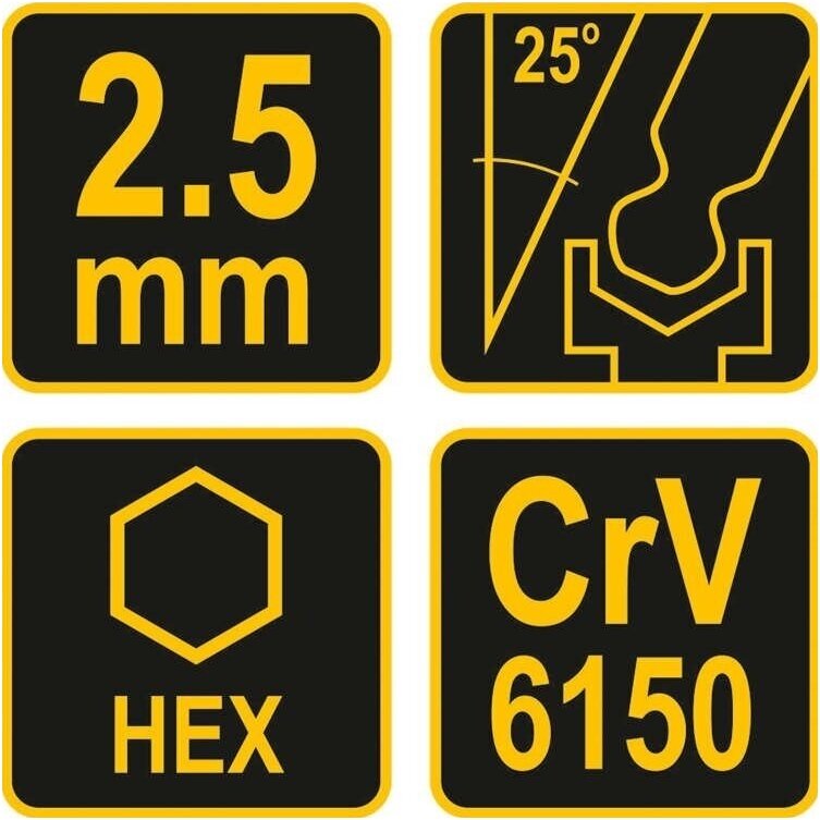 L tipo atsuktuvas HEX su rankena šarnyrinis 2.5mm. 2