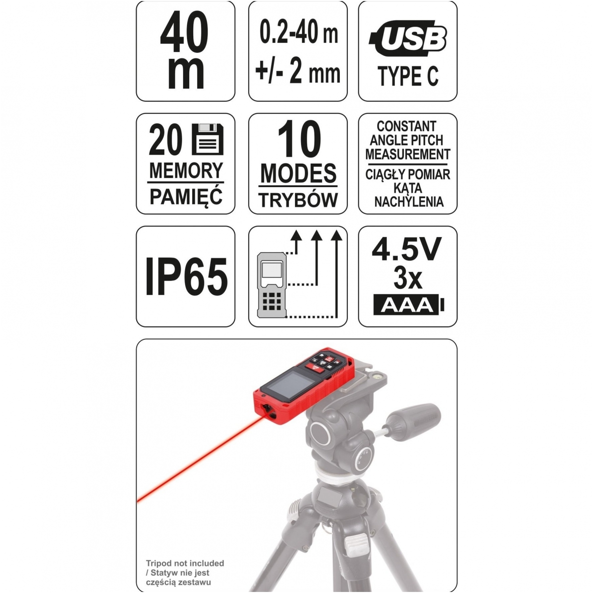 Lazerinis atstumo matuoklis 0,2-40m. 5 Lazerinis atstumo matuoklis 0,2-40m. 5