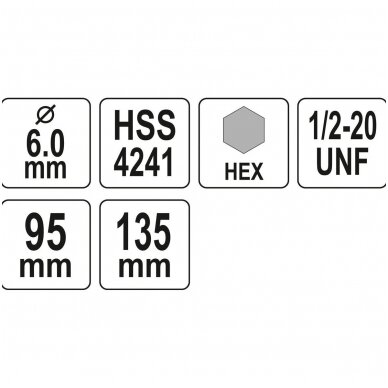 Laikiklis gręžimo karūnai TCT 1/2"-20UNF 10mm. Hex 2 Laikiklis gręžimo karūnai TCT 1/2"-20UNF 10mm. Hex 2