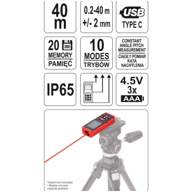 Lazerinis atstumo matuoklis 0,2-40m. 5 Lazerinis atstumo matuoklis 0,2-40m. 5