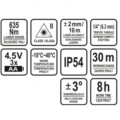 Lazerinis, kryžminis nivelyras, savaime išsilyginantis 4 Lazerinis, kryžminis nivelyras, savaime išsilyginantis 4
