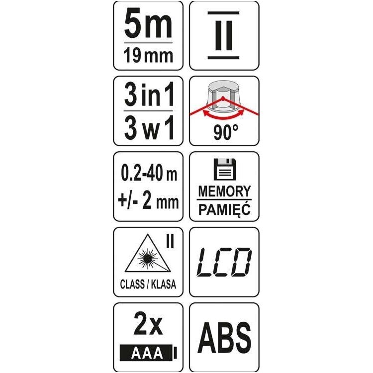 Lazerinis atstumo matuoklis 40m. su rulete 5m. 4 Lazerinis atstumo matuoklis 40m. su rulete 5m. 4