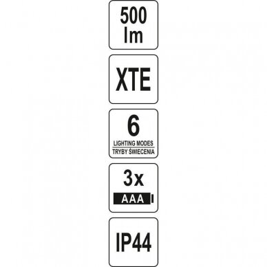 Lempa dedama ant galvos 500LM 70 m 3XAAA, IP44 6 Lempa dedama ant galvos 500LM 70 m 3XAAA, IP44 6