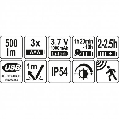 Lempa dedama ant galvos lygus žibinto reguliavimas / judesio daviklis 500LM AKU/3XAAA OSRAM LED 4 Lempa dedama ant galvos lygus žibinto reguliavimas / judesio daviklis 500LM AKU/3XAAA OSRAM LED 4