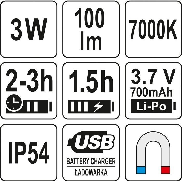 Lempa universali įkraunama su magnetu/lanksti USB 8 Lempa universali įkraunama su magnetu/lanksti USB 8