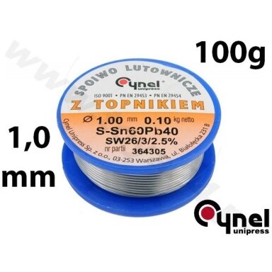 Lydmetalio viela Ø 1,00mm. 100g su fliusu
