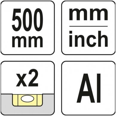 Liniuotė/gulščiukas aliuminė 500mm. 3 Liniuotė/gulščiukas aliuminė 500mm. 3
