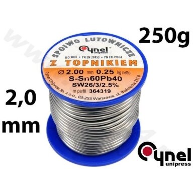 Lydmetalio viela Ø 2,00mm. 250g su fliusu
