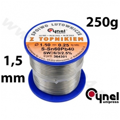 Lydmetalio viela Ø 1,50mm. 250g su fliusu Lydmetalio viela Ø 1,50mm. 250g su fliusu