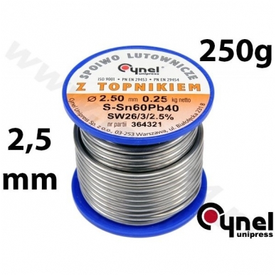 Lydmetalio viela Ø 2,50mm. 250g su fliusu Lydmetalio viela Ø 2,50mm. 250g su fliusu