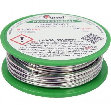 Lydmetalis be švino Ø 2.5mm.100g. Lydmetalis be švino Ø 2.5mm.100g.