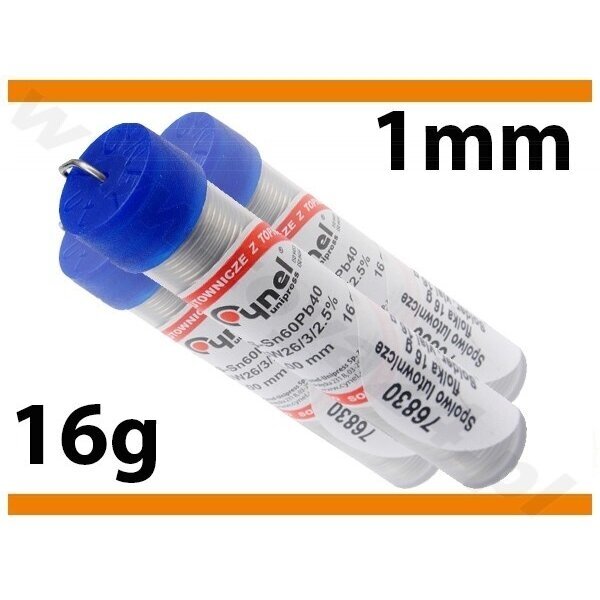 Lydmetalio viela tūtelėje Ø 1,00mm. 16g su fliusu Lydmetalio viela tūtelėje Ø 1,00mm. 16g su fliusu